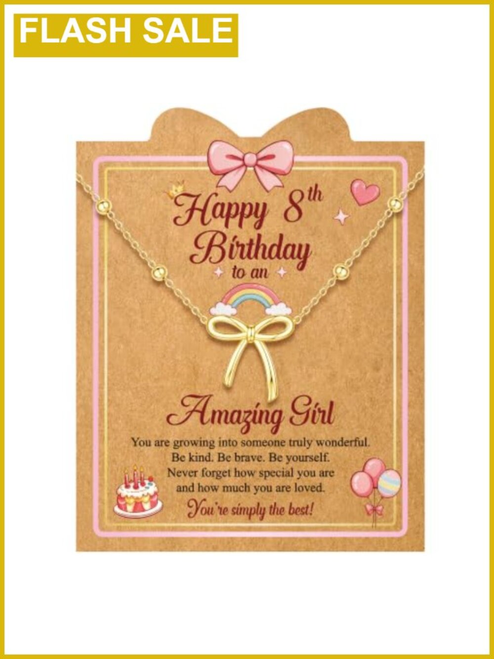 14K Gold Plated Bow Necklace 16in Adjustable Chain Girls Birthday Gift